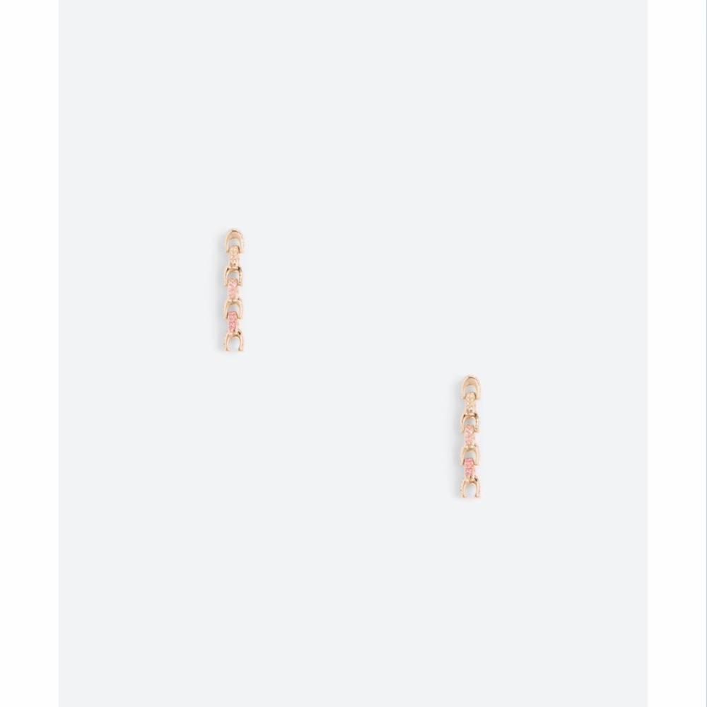 Pink Pave Signature Coach chain link Earrings